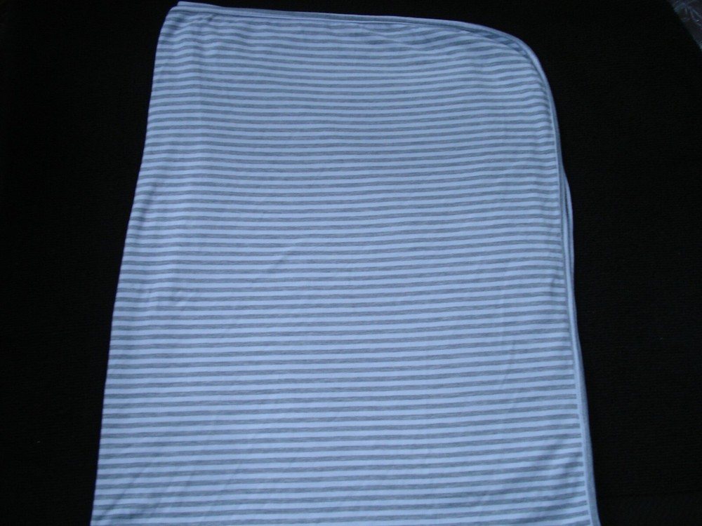 Gray White Stripe Large Stretchy Swaddle Blanket 30" x 42" NEW
