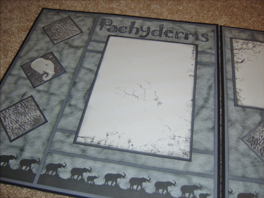 Two-Page 12x12 Premade Scrapbook Pages ~ Pachyderms.....Elephants