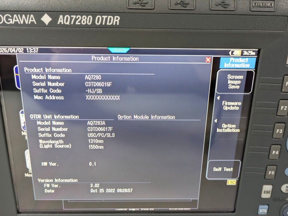 YOKOGAWA AQ7280 OTDR Optical Time Domain Reflectometer Mainframe Unit
