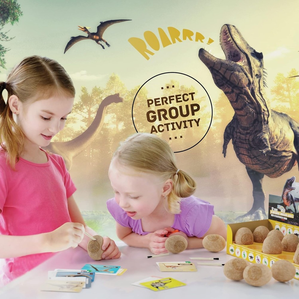Ultimate Dinosaur Digging Kit - 12 Eggs, Tools, & Learning Cards for Kids 3-12
