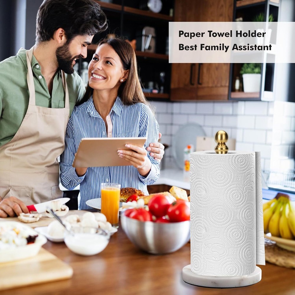 Kitchen Bathroom Vertical Paper Towel Roll Holder with Weighted Base