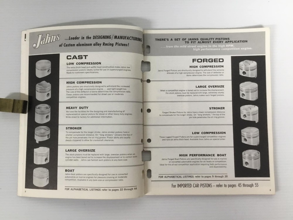 Original 1967 Jahns High Performance Racing Pistons Catalog