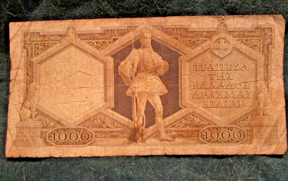 GREECE 1000 DRACHMAI Banknote from 1940's