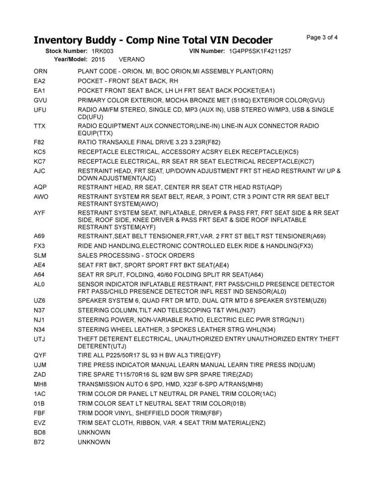 Driver Left Quarter Panel Fits 12-17 VERANO 104929497