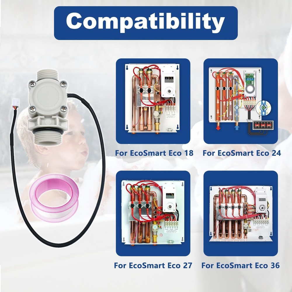 FSA QC MEDLRG Tankless Water Heater Flow Sensor Fits for Ecosmart ECO 18, ECO...