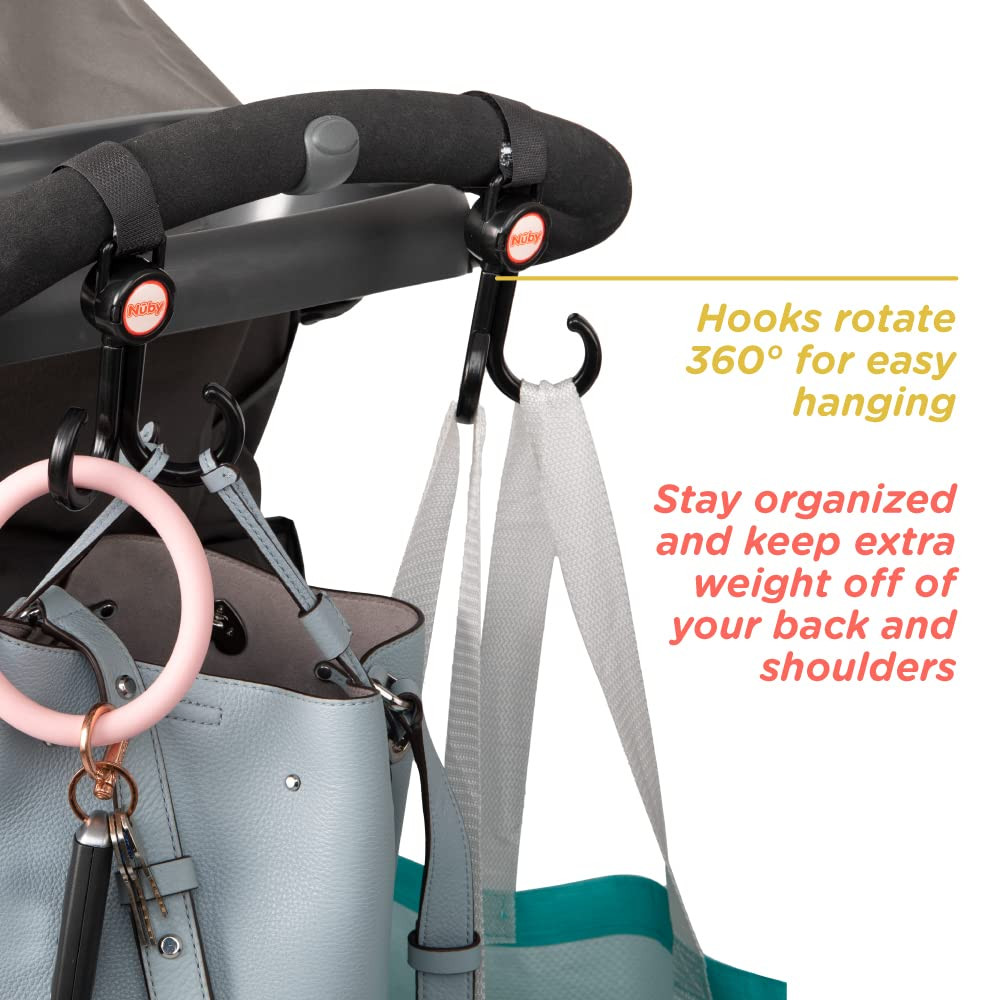 Double Stroller Hook, Adjustable Hook, Black or Grey