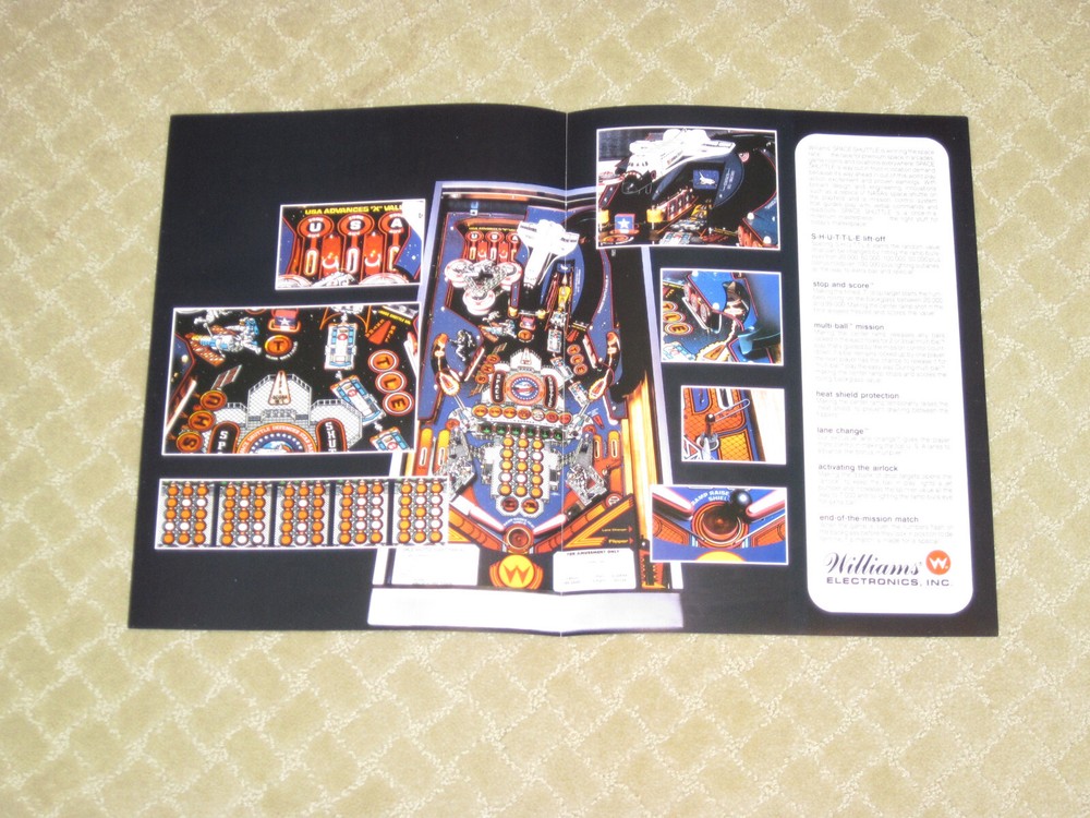 Space Shuttle Williams Pinball Flyer / Brochure / Ad - Excellent