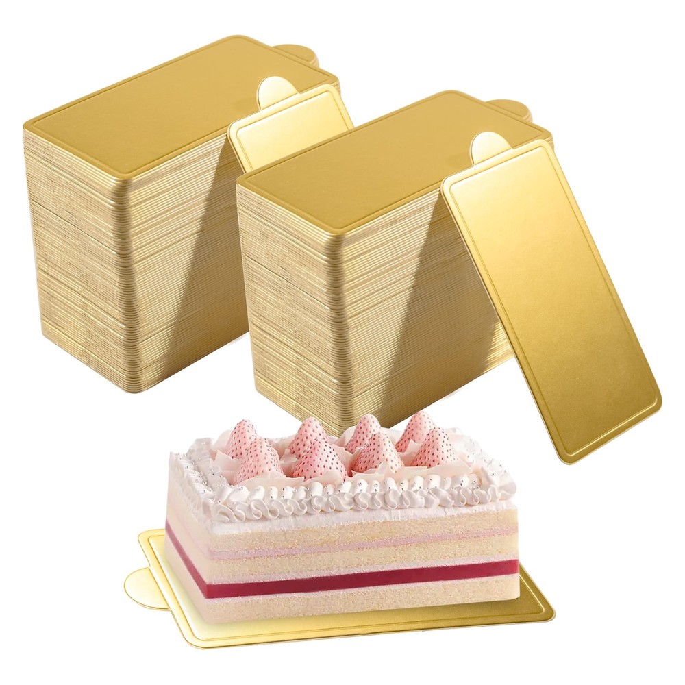 300 Pcs Rectangular Mini Cake Boards Gold Rectangle Cake Boards, Golden Mouss...