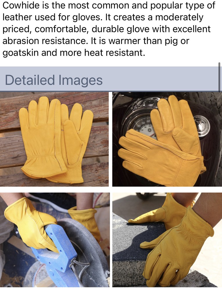 Cowhide Premium Work Leather Gloves