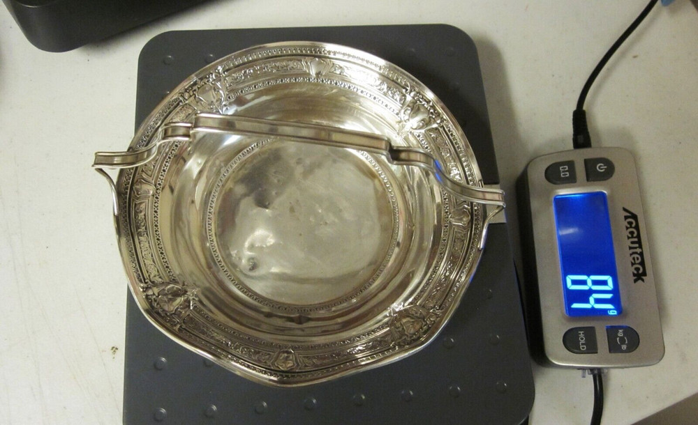 Vintage Webster Sterling Silver Basket Dish with Handle - 84 g. - 6" Diameter