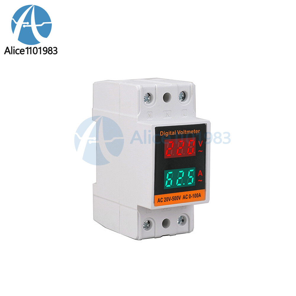 AC 50-500V 100A Din Rail Single-phase Digital Voltage LCD Voltage Current Meter