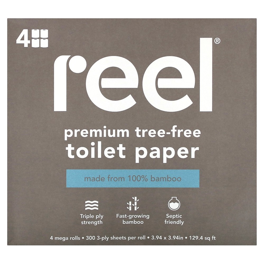 Premium Tree-Free Toilet Paper, 4 Mega Rolls