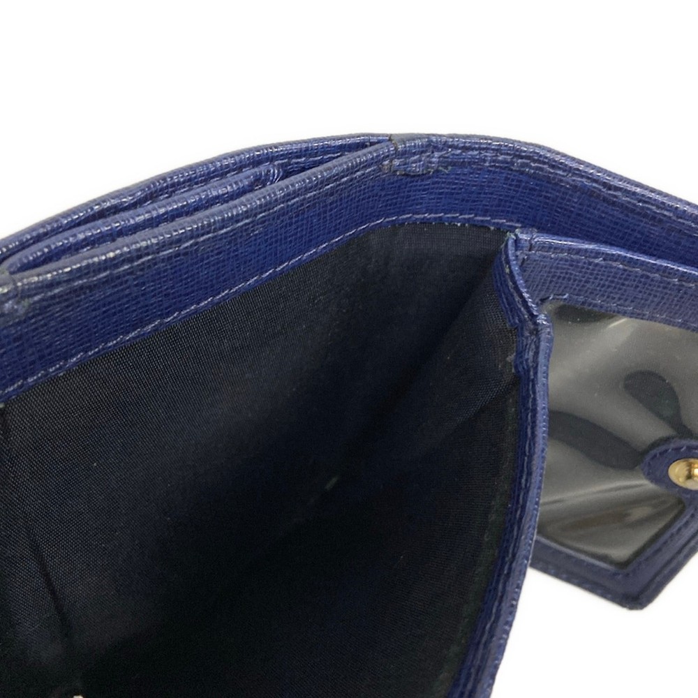 FURLA Navy Leather Trifold Wallet