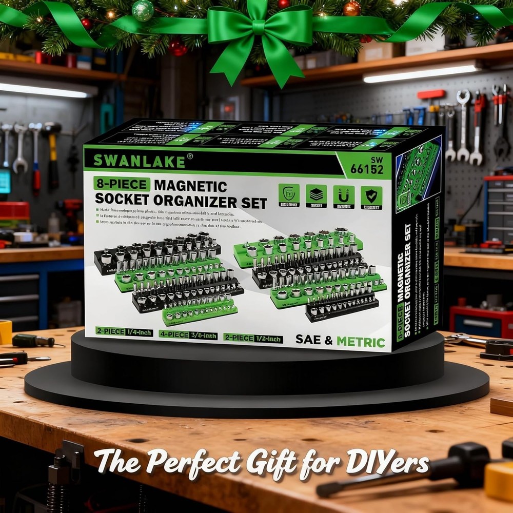 Magnetic Socket Organizer 8PCS Set - Durable Storage Trays