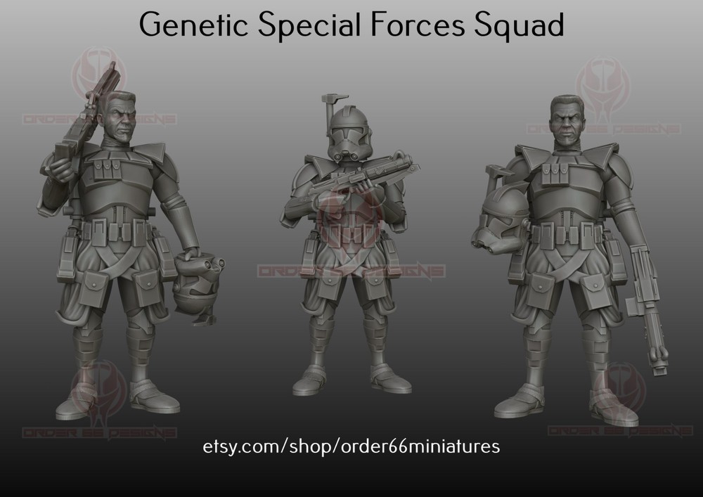 Star Wars Legion 3d printed Clone Trooper Special Forces Squad - Legion Scale