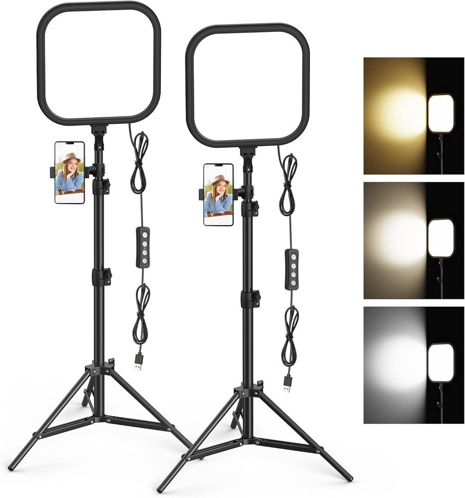 2Pack LED Video Light Kit, 15W Photography Lighting Kit, 78" Dimmable Studio Li