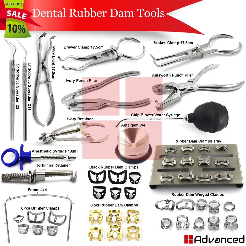 Dental Rubber Dam Restorative Instruments Endodontic Clamps Forceps Retainers