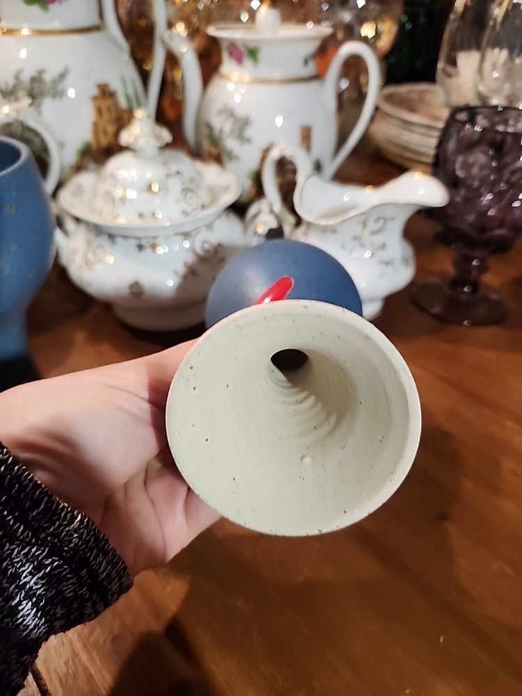 Studio Art Pottery Blue Glazed Tea Light Holders