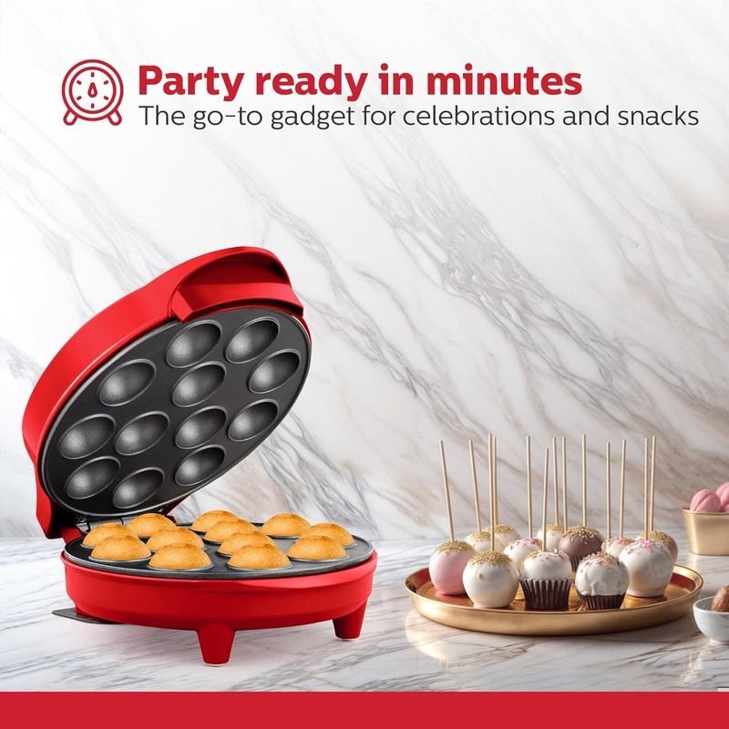 Nonstick Cake Pop Maker 12 Cup Fast Baking Compact Easy Cleanup Quick Heating US