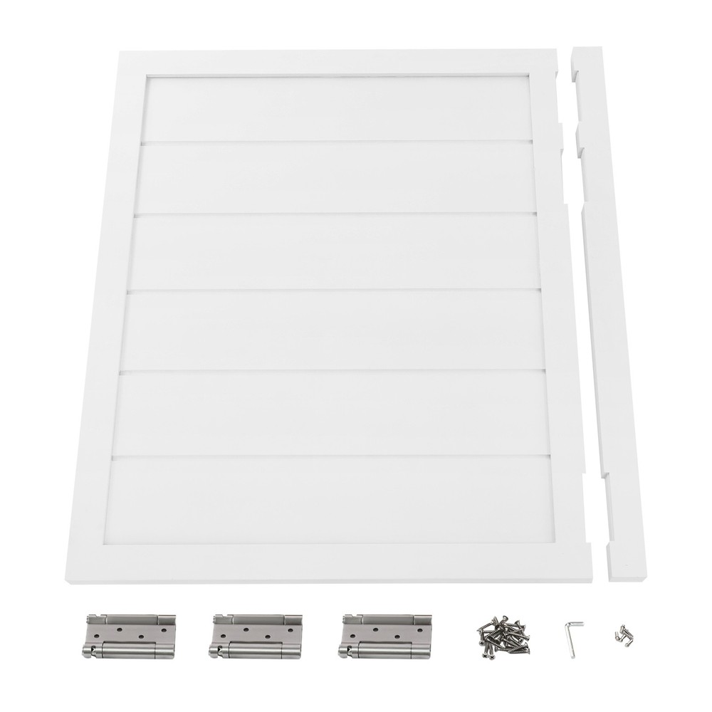 Partition Door Multi-function Wood Modern Single-Door Leaf w/ Hinges & Doorpost