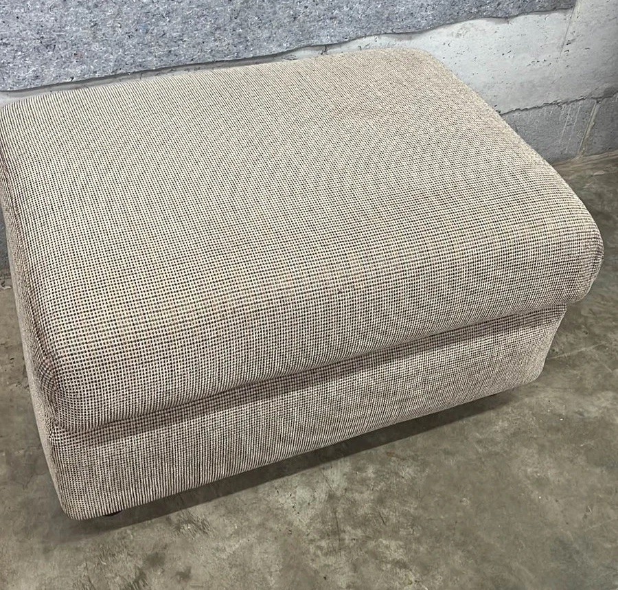 Square Boucle Upholstered Ottoman Beige Tan Accent Stool