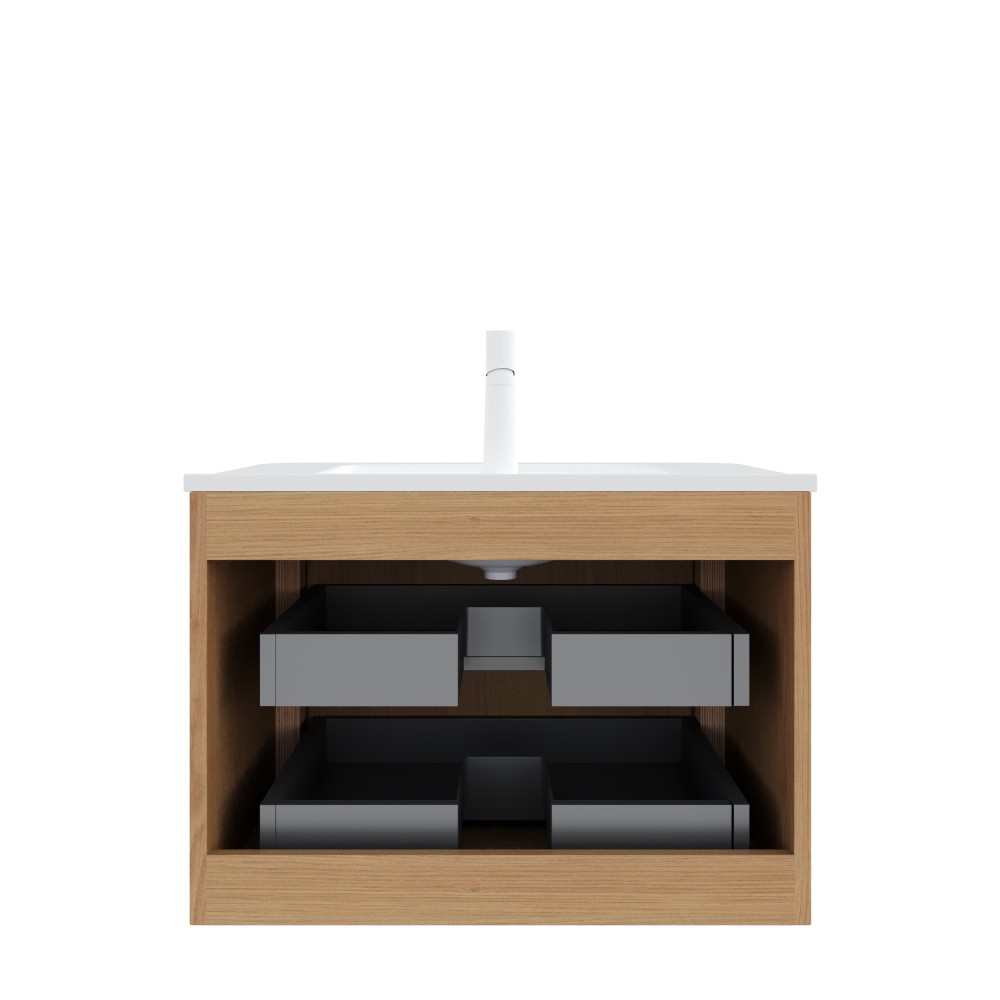 24" Modern Floating Vanity with Sink & 2 Drawers, Preassembled