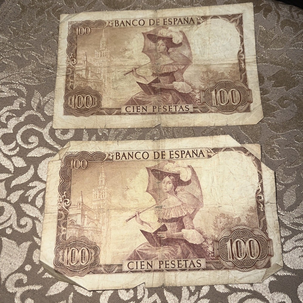 1965 Spain 100 pesetas 2 Notes November 1965