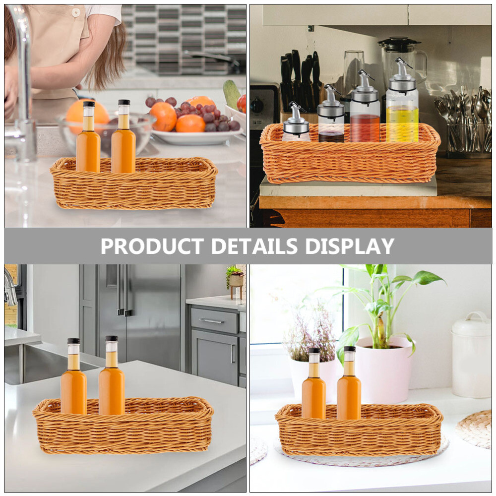 2Pcs Wicker Basket Small Narrow Woven Storage Baskets Kitchen Box