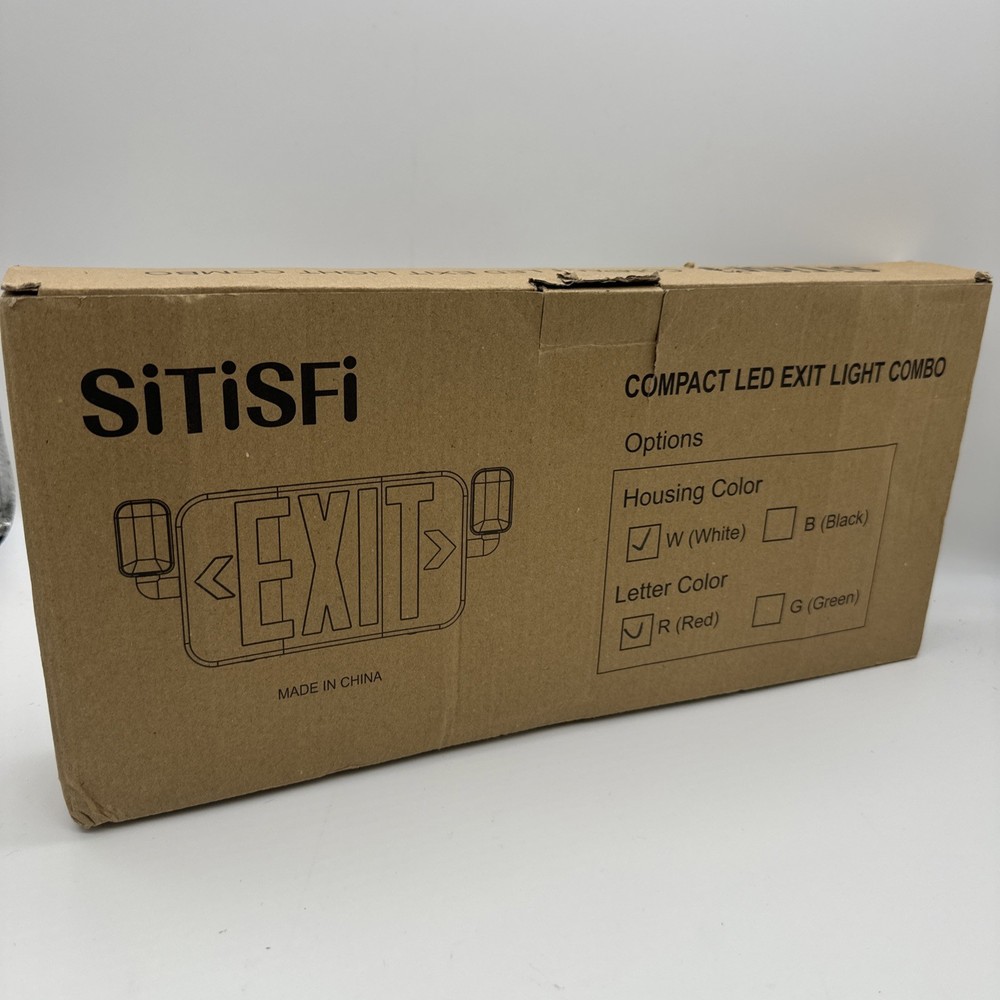 Sitisfi Emergency Exit Compact LED Exit Light Combo White Red Double Face