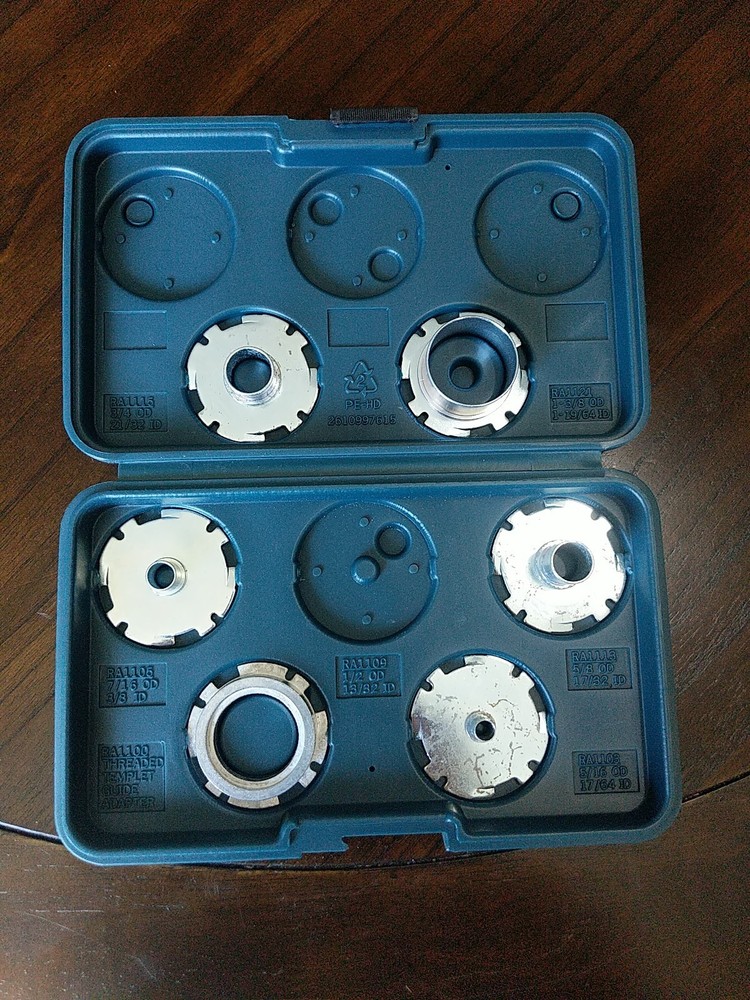 Bosch 6 Piece Router Template Guide Set RA1128 with box. Missing 2 Guides