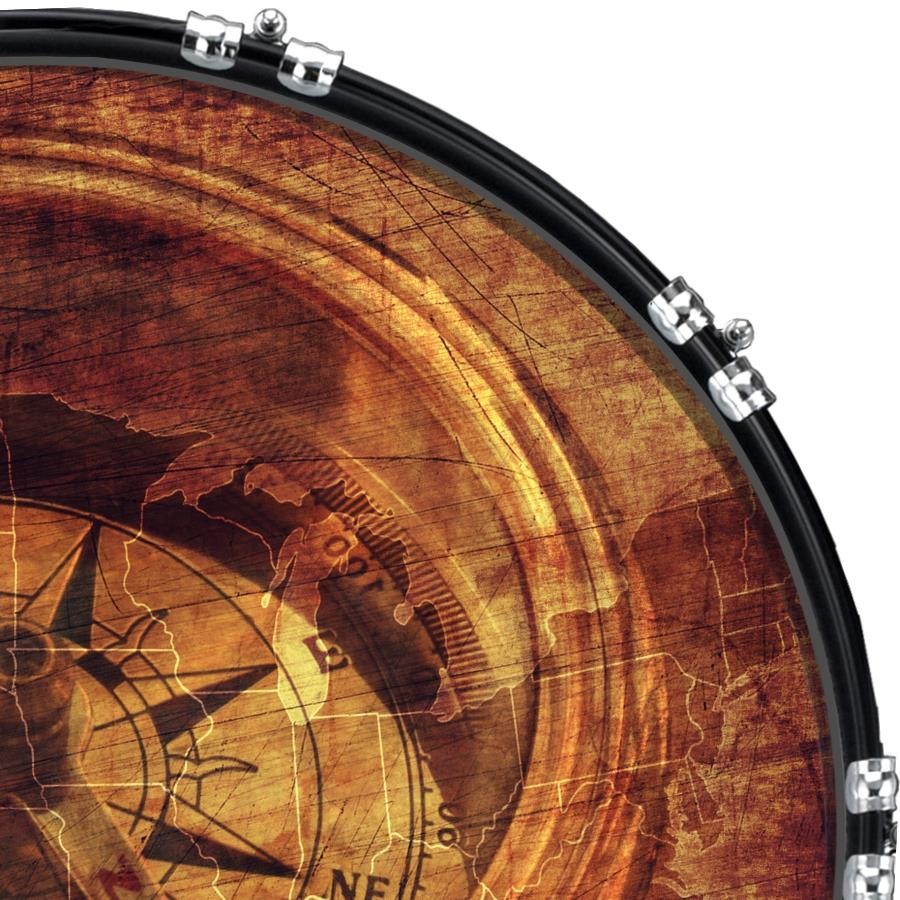 22" Custom Bass Kick Drum Front Head Graphic Graphical US Compass
