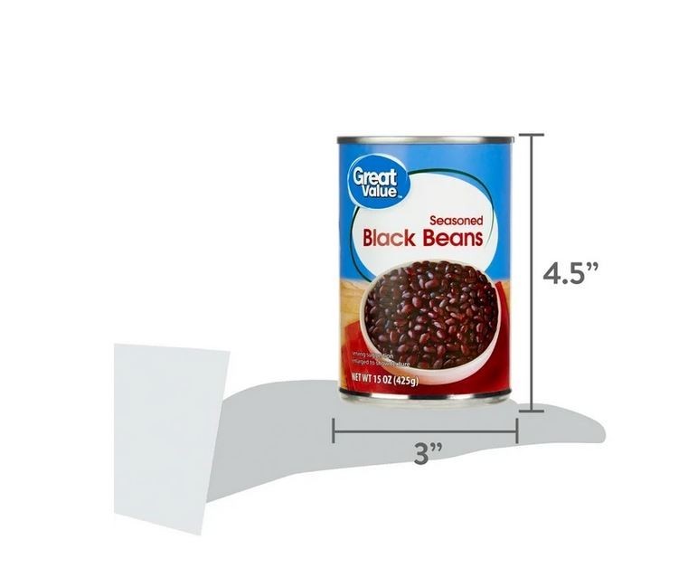 12 pack, Great Value Seasoned Black Beans, 15 oz Can.