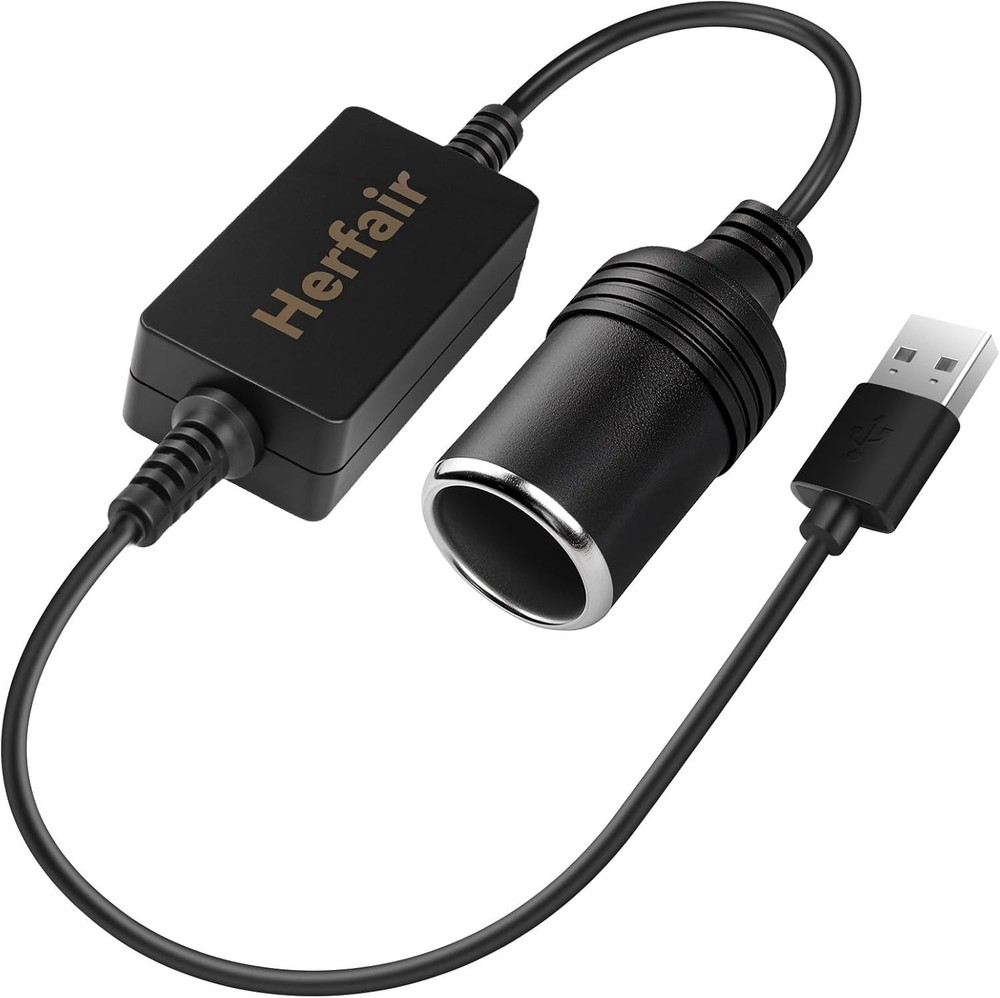 Durable USB A to 12V Lighter Socket Adapter - Fast Charging for Car Electronics