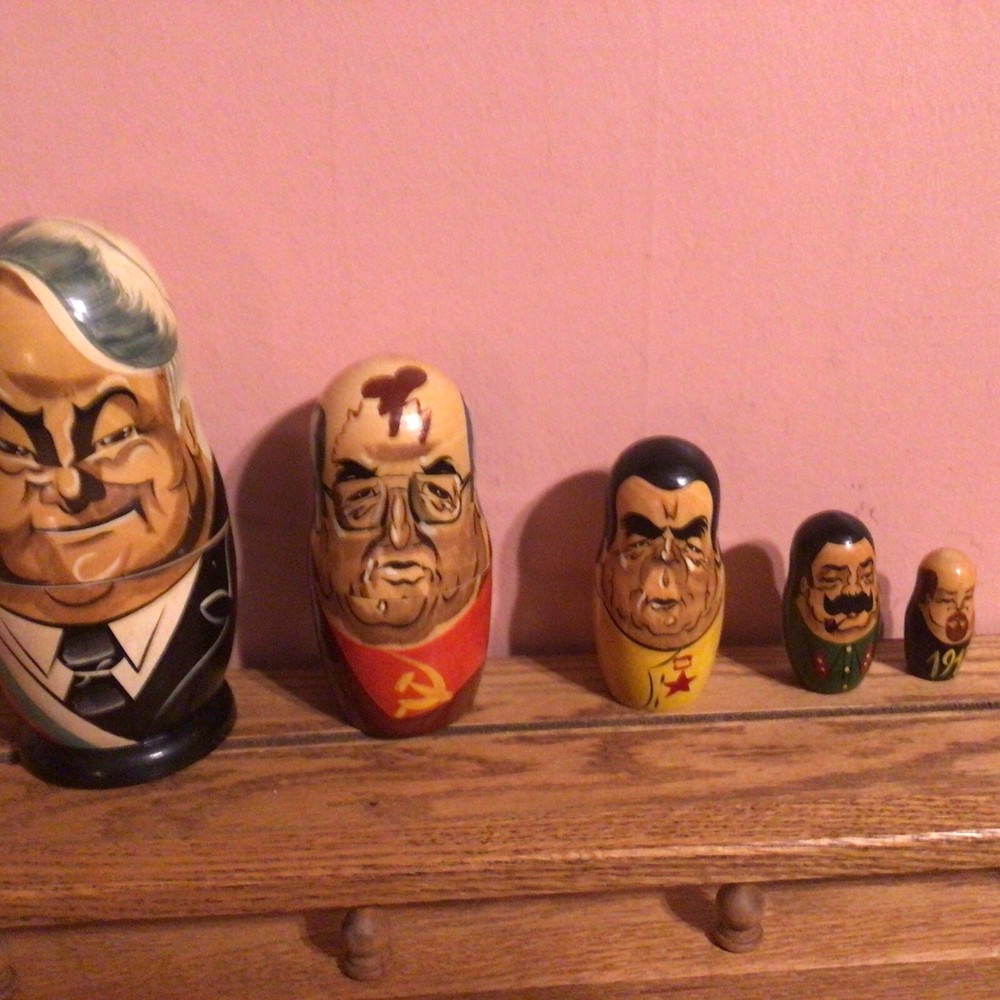 Vintage Russian Soviet Union Leaders Nesting Dolls 6 pcs Mikhail Gorbachev 6.25”