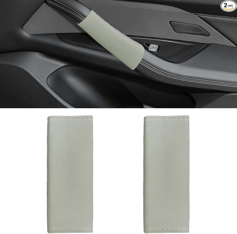 2PCS Car Grab Handle Cover, Anti-Scratch Auto Inner Front Rear Door Pull Gray