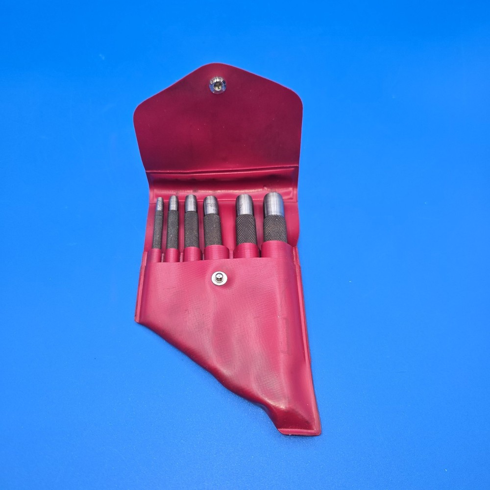 Vintage Lufkin 71 S Complete Original Punch Set 6 pc with Pouch