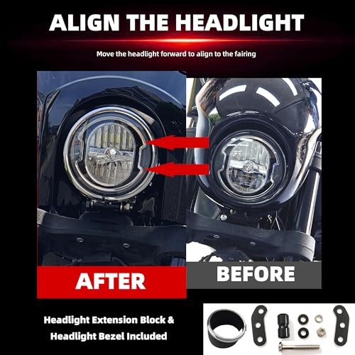 Motorcycle 5.75" Headlight Fairing with 15" Smoke 15" Smoke Windscreen