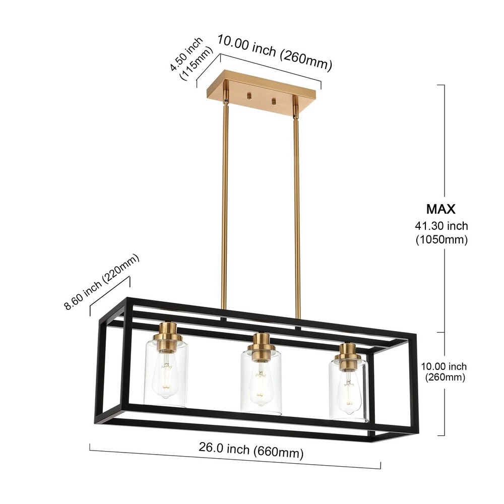 MELUCEE Dining Room Light, Island Lights for Kitchen Modern Chandeliers Recta...