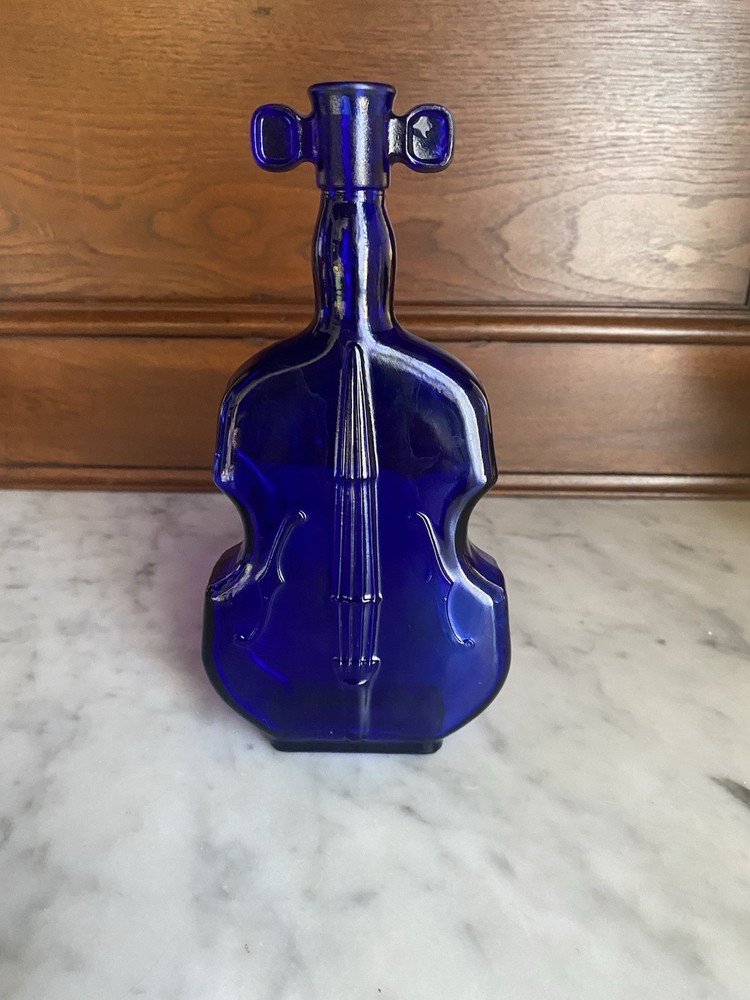 Cobalt Blue Bottle Shaped Like A Violin