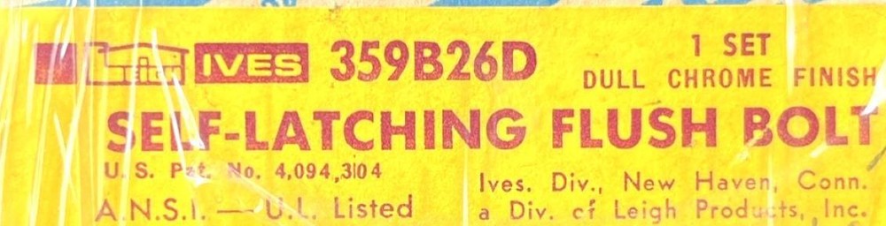 IVES 359B26D Self-Latching Flush Bolt Dull Chrome Finish (1 Set)