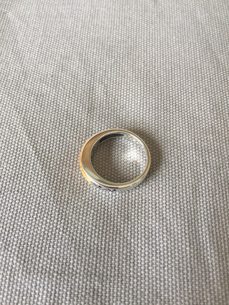 Orange Spiney Inlay Ring Size 7-1/4 Sterling