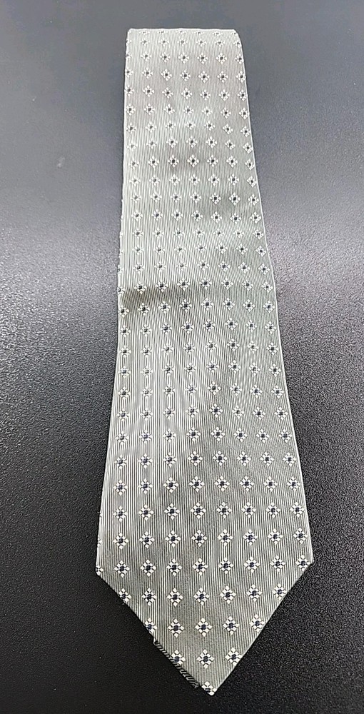 Van Heusen Tie - 100% Silk - Hand Made - Grey and Blue Geometric