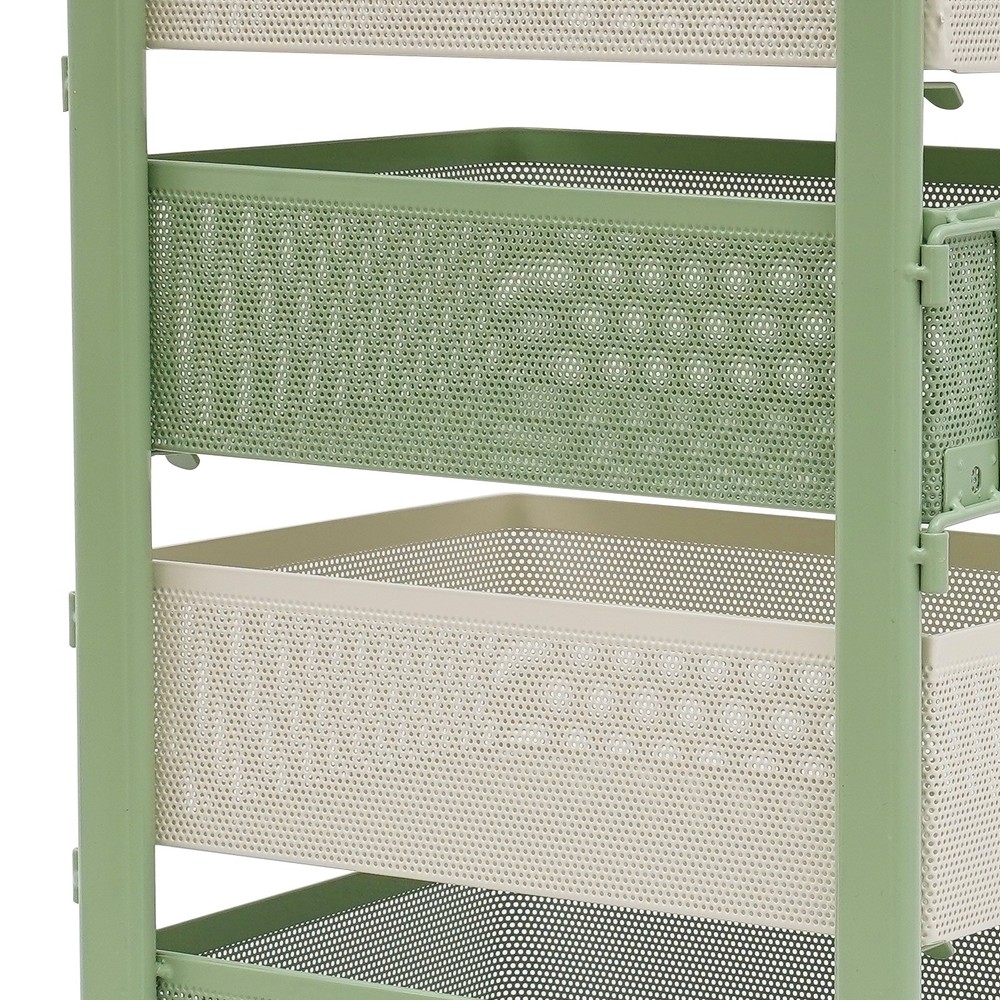 Rotating Storage Rack W/ Rotating Basket Rotating Kitchen Storage Cart W/ Wheel