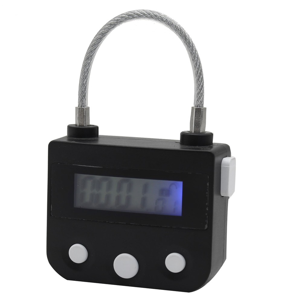 Metal Timer Lock USB LCD Display Multi-Function Timer Padlock Black K4E65243