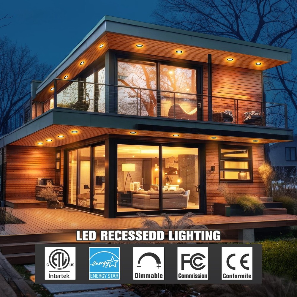 12 Pack 4 Inch 5CCT LED Recessed Ceiling Panel Light Dimmable with Night Light