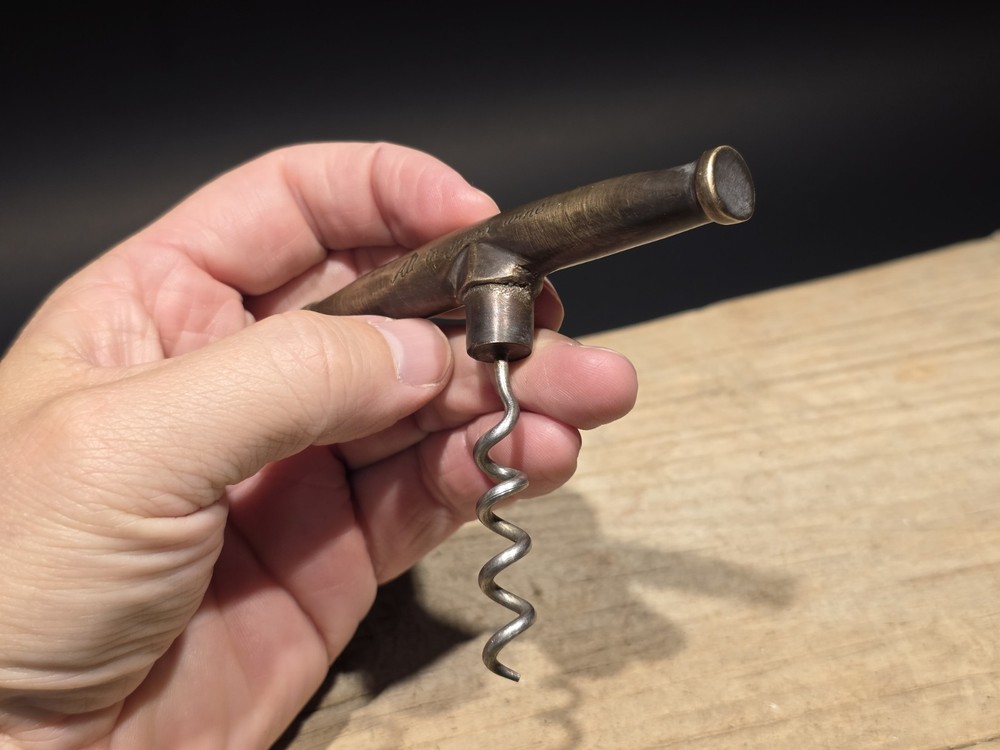 Vintage Style Brass & Iron Corkscrew Engraved
