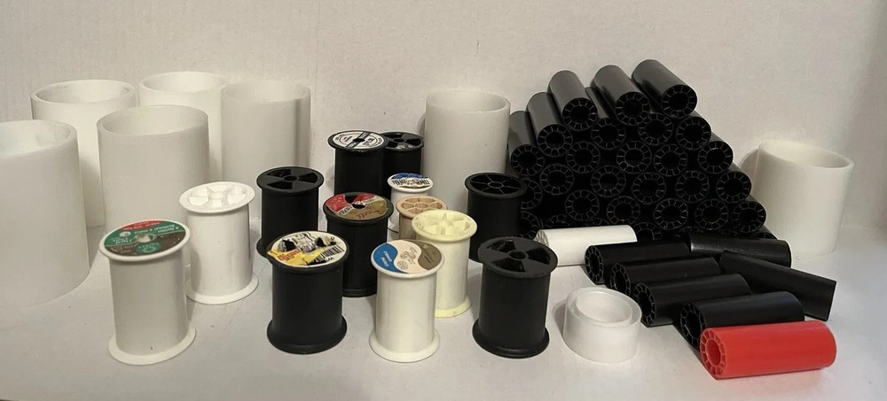 59 spool & bobbins lot sewing thread spools various sizes plastic crafts