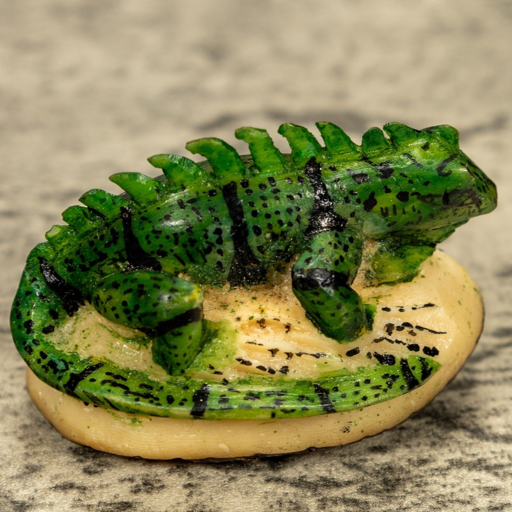 Green Iguana Lizard Tagua Nut Carving