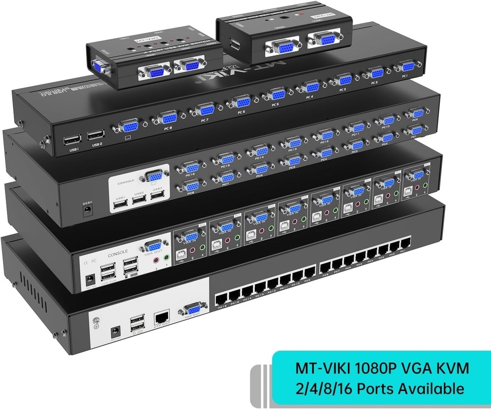 2 Port USB VGA KVM Switch for Dual Computer Use - Easy Push Button Control
