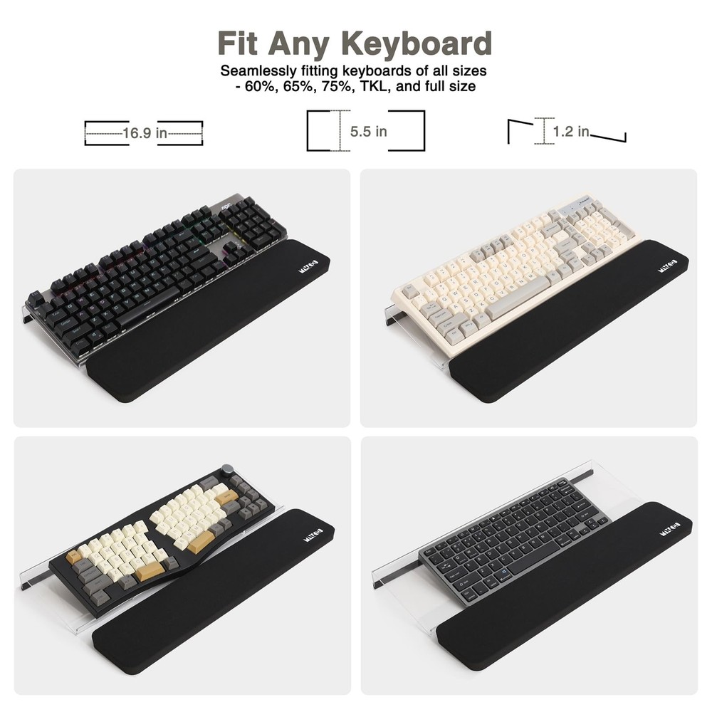 MAXECHO Acrylic Tilted Keyboard Riser Stand and Holder with Wrist Arm Rest Su...